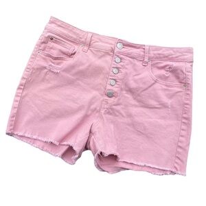 Pink Button Fly Denim Cutoff Shorts - 14